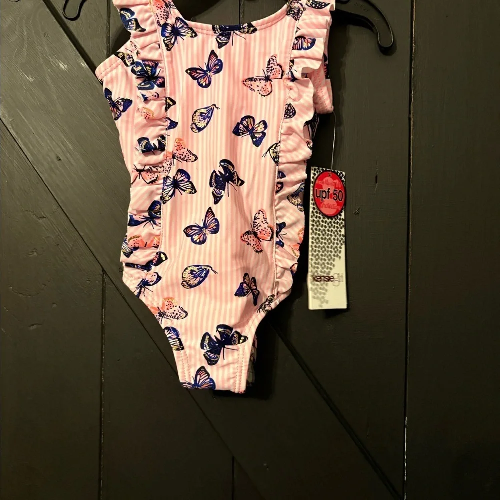 Kensie Girl Pink and Blue Butterfly One Piece